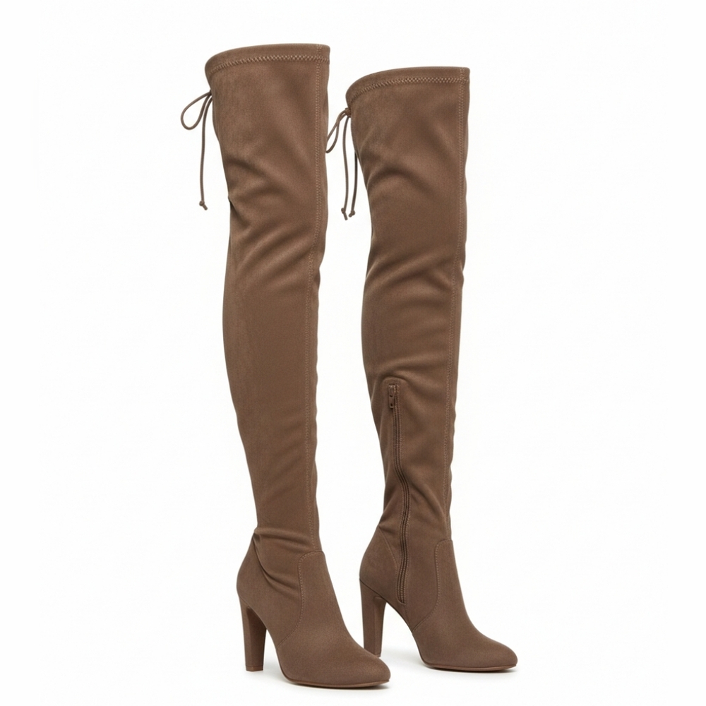 MWOT🤎Le Chateau MICROSUEDE Brown Over-the-Knee Boots WITH STRETCH Size 8.5
